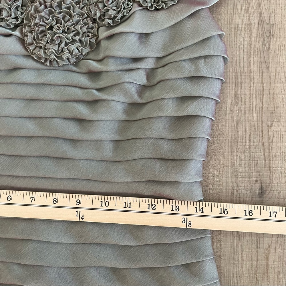 Adrianna Papell Silver Gray Ruched Beaded Sheath Cocktail Dress Size 6 - Picture 11 of 14